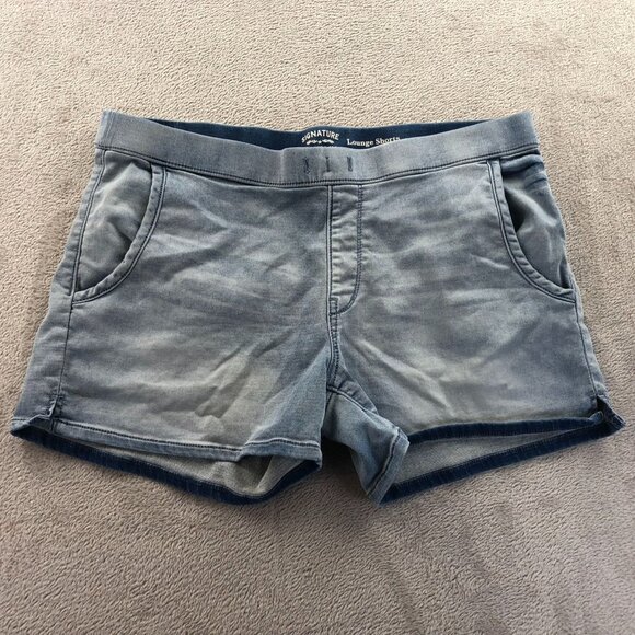Signature By Levi Strauss Womens Lounge Shorts Size 14 Light Wash Denim Pull On - Picture 12 of 13